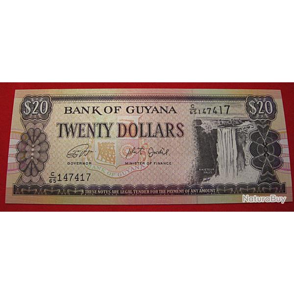 guyane,  billet de 20 dollars  ttb