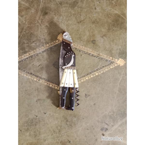 Rarissime couteau Ancien Segonde Moiti� Du 19 Eme Nacre Ivoire �caille Argent.Ch.pierre troyes ?