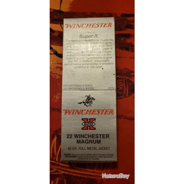 1 BO�TE DE 250 CARTOUCHES 22 WINCHESTER MAGNUM