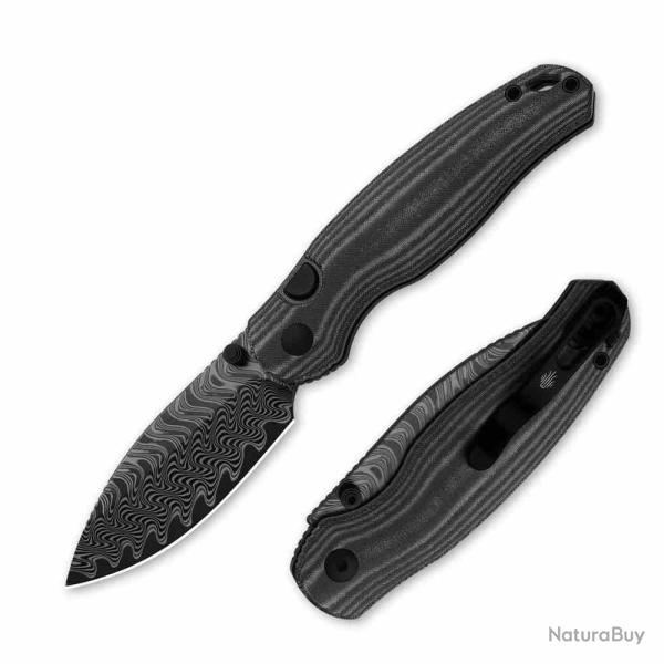 Couteau Kizer Phoca Lame Acier Damas Manche Micarta Noir Button Liner Lock KIV3781BDA3