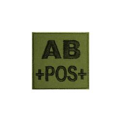 Patch Groupe Sanguin Brod&eacute; ABPOS Vert Olive
