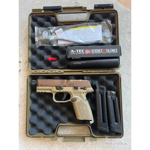 Pistolet FN Herstal FN 502 tactical FDE + silencieux A-Tec