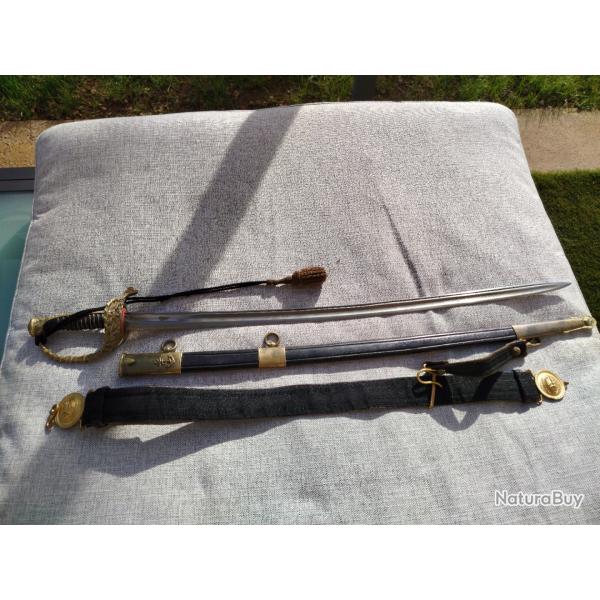 Sabre d'Officier de Marine Second Empire. Plus ceinture et dragonne