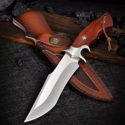 COUTEAU ROBUSTE DOUBLE GRIP M390 26CM ETUI CUIR