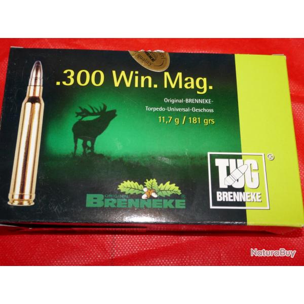 Cartouches BRENNEKE 300 WIN MAG TUG 11.7G/181GRS en boite de 20