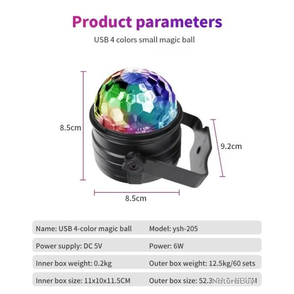 LED sc�ne Disco lumi�re rotative DJ balle stroboscopique color� magique danse voiture ambiance RGB c