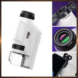 Microscope scientifique avec lumi&egrave;re LED pour enfants, laboratoire, d&eacute;terminer, batterie, 62, 60-120