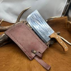 Feuille de Boucher "Pradel le MISTRAL" 1,2 kg avec &eacute;tui en cuir ref N.FBP001