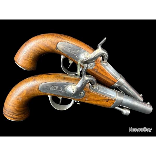 EXCEPTIONNELLE PAIRE DE PISTOLETS 1836 D'OFFICIER DE GENDARMERIE