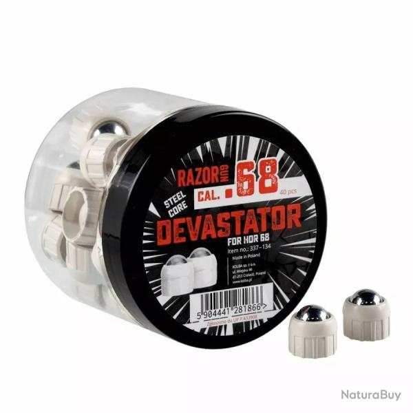 40 Balles acier Devastator blanches HDR68 - .68