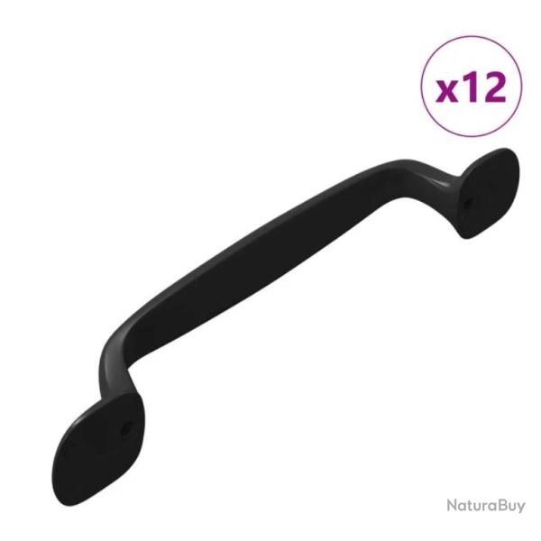 Poign�e meuble aluminium noir 130x19,4x22,3 mm finition mate ergonomique lot de 12