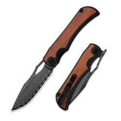 Couteau Kizer Allure Lame Acier Damas Manche Titane & Bois de Rose Liner Lock Ki4763LDA3