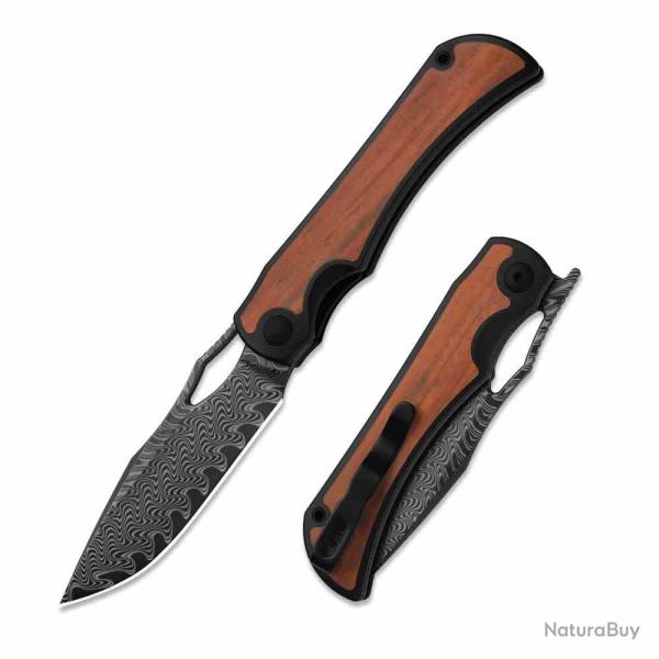 Couteau Kizer Allure Lame Acier Damas Manche Titane & Bois de Rose Liner Lock Ki4763LDA3