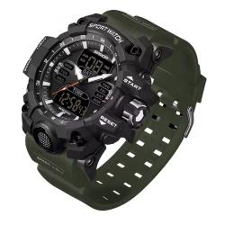 ENCHERE 1 EURO ...Montre Style Militaire Sport pour hommes Vert Arm&eacute;e