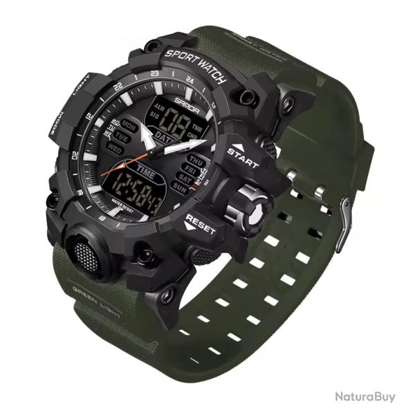ENCHERE 1 EURO ...Montre Style Militaire Sport pour hommes Vert Arm�e
