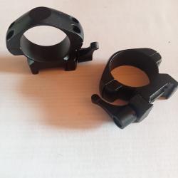 Colliers montage amovible HAWKE DIA 30 MEDIUM pour rails weaver ou picatinny