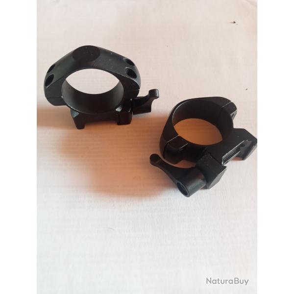 Colliers montage amovible HAWKE DIA 30 MEDIUM pour rails weaver ou picatinny