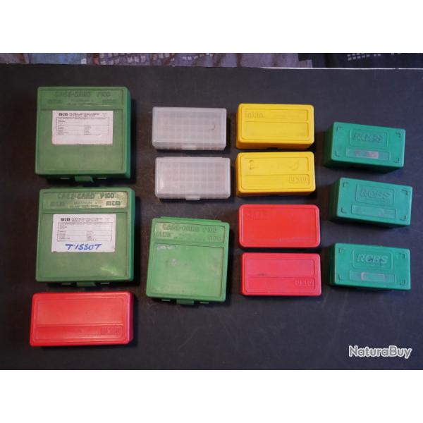lot de boites de stockage munitions calibre 38/357, 45/44mag