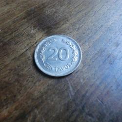 monnaie r&eacute;publica de l'escuador 20 centavos 1974