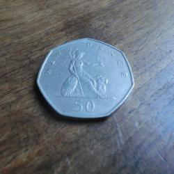 monnaie &eacute;lisabeth II 50 pence   1969