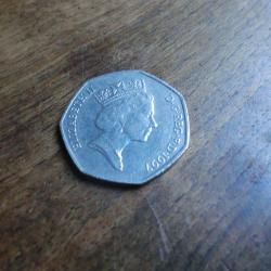 monnaie &eacute;lisabeth II  fifty  pence   1997