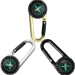 Boussole mousqueton m&eacute;tal - Orientation randonn&eacute;e - Chasse/Camping/Outdoor