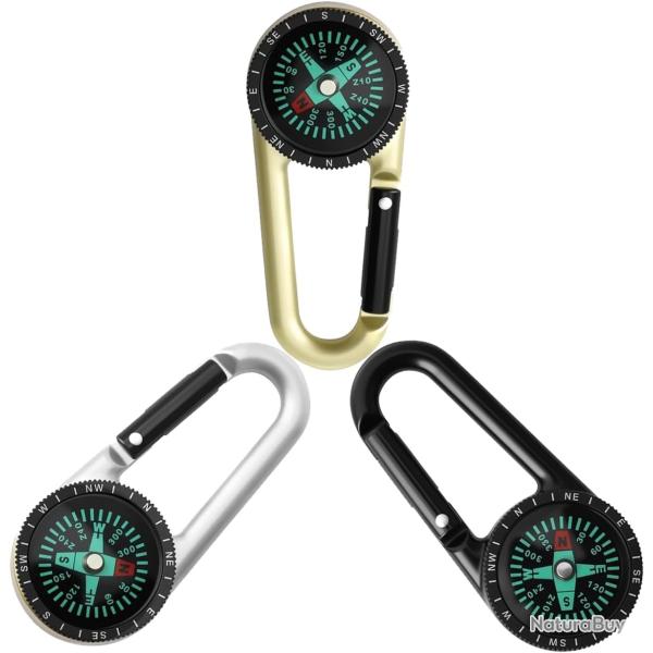 Boussole mousqueton m�tal - Orientation randonn�e - Chasse/Camping/Outdoor