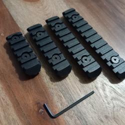 Lot 4 rails picatinny NOIR pour syst&egrave;me M LOK  + vis + cl&eacute; ( T4e, kit CCK ...)