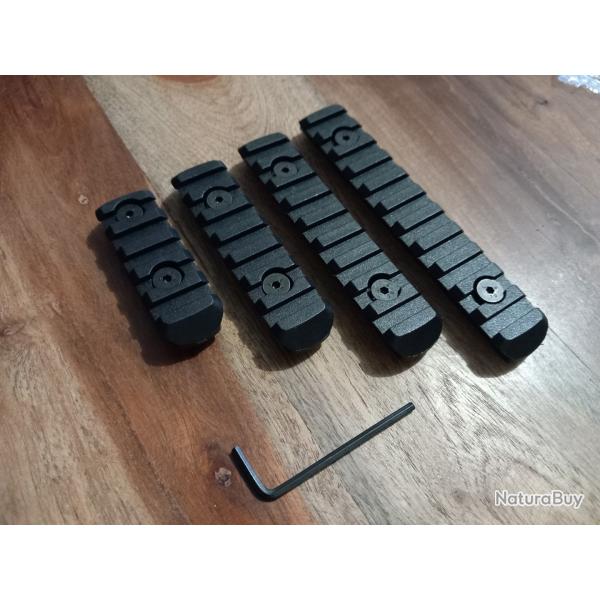 Lot 4 rails picatinny NOIR pour syst�me M LOK  + vis + cl� ( T4e, kit CCK ...)