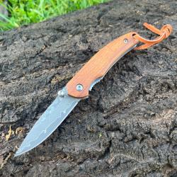 Couteau pliant linerlock - Damas VG10 - Manche bois de palissandre - Guillochage dorsal