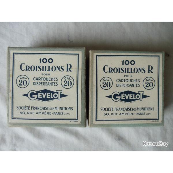 Lot de 2 bo�tes anciennes de 100 croisillons carton en calibre 20.