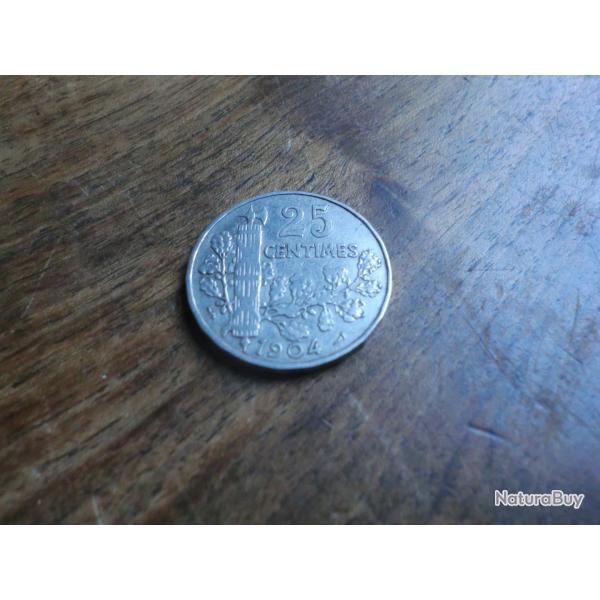 monnaie france 25 centimes  1904