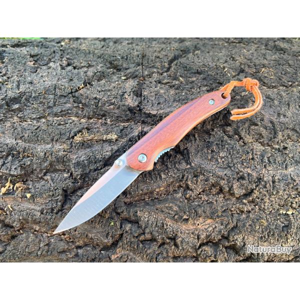 Couteau pliant D2 - Lame drop point - Manche palissandre - linerlock
