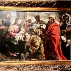 Magnifique tableau de la Renaissance repr&eacute;sentant l'Adoration des Rois Mages