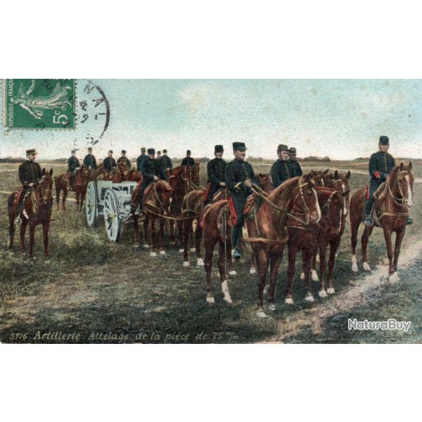 CPA -Artillerie - Attelage de la pi�ce de 75 m/m -N�7336