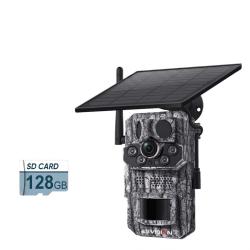Cam&eacute;ra de Chasse 4G  GPS et Panneau Solaire Vision Nocturne HD D&eacute;tection PIR Etanche IP65 SD 128G