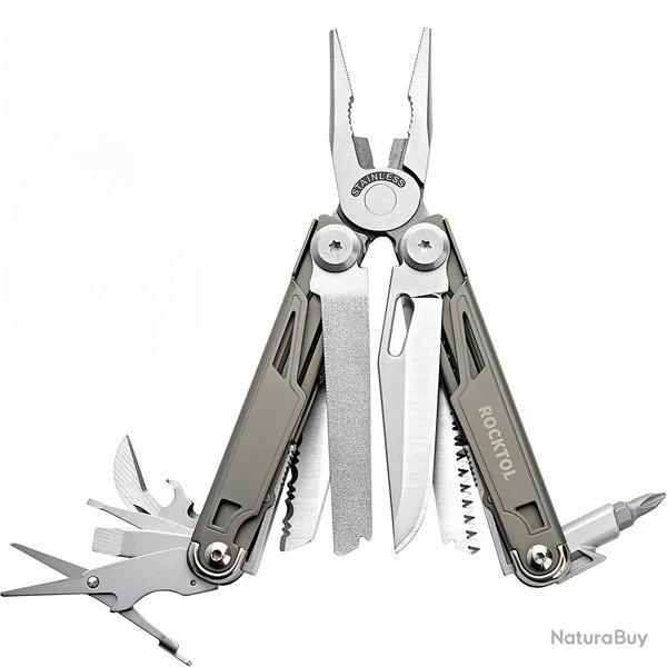 ROCKTOL Multi-outils,Pince Multifonction 19-en-1 avec manche plaqu� titane, ETAT NEUF