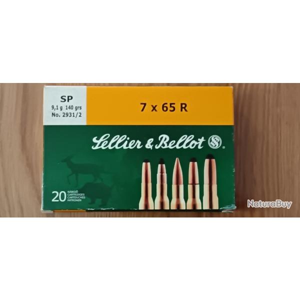 LOT CARTOUCHES SELLIER & BELLOT BOITE DE 20 CAL. 7X65R SP 9.1G