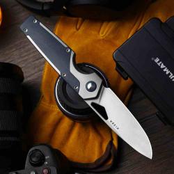 Couteau Kizer Serpentine Lame Acier M390 Manche Titane & Richlite Bleu Liner Lock Ki3759FDA3