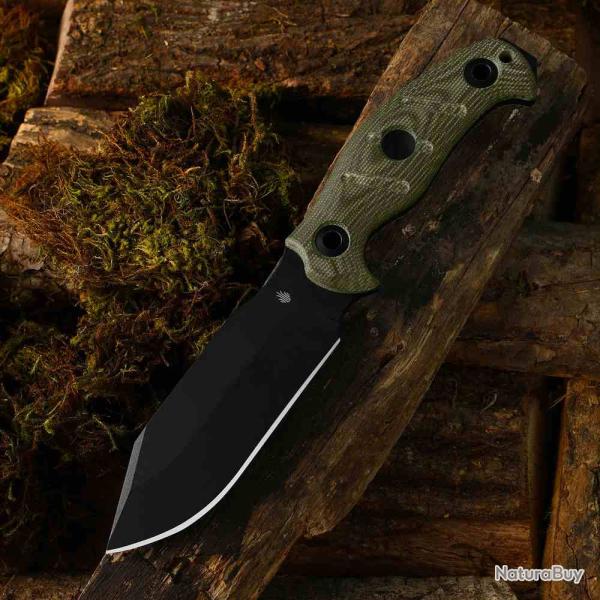 Couteau Kizer Sheepdog Survival Lame Acier 1095 Manche Micarta Vert Lame Fixe Etui Kydex KI1105A4