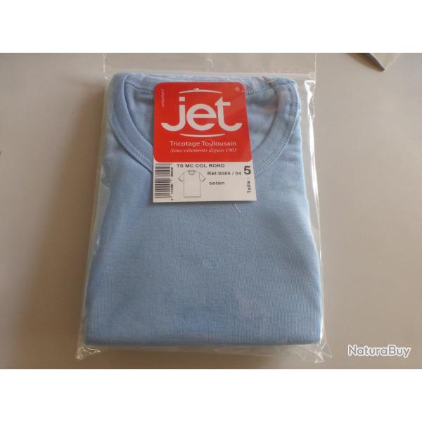 NEUF ----T Shirt  Homme JET  Sous Vetement Coton  XL Taille 5  sous blister col rond  couleur bleu