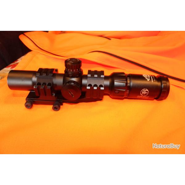 lunette de tir avec changement de types de reticules  vert .bleu.rouge