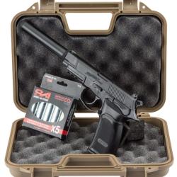 Pack airsoft Bersa Thunder 9 CO2 + mallette + 5 cartouches de CO2 + silencieux