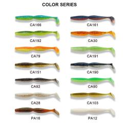 ESFISHING leurres souples Shad 125mm 3 pochettes de 6 leurres coloris au choix
