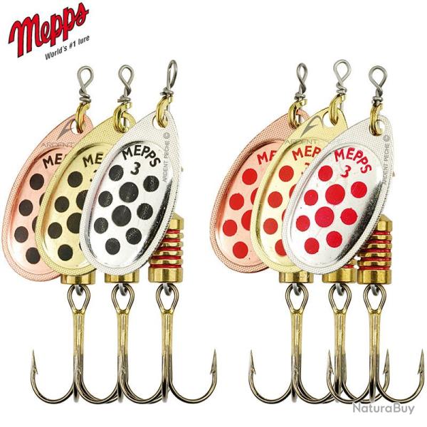 Cuiller MEPPS Aglia d�cor�es 3 Argent points noirs