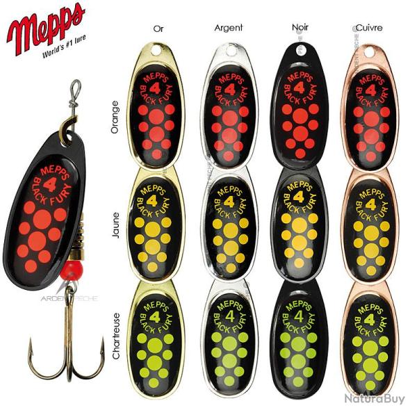 Cuiller MEPPS black furry n�4 x1 noir points chartreuse