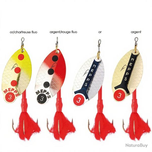 Cuiller MEPPS lusox n�3 argent/rouge fluo