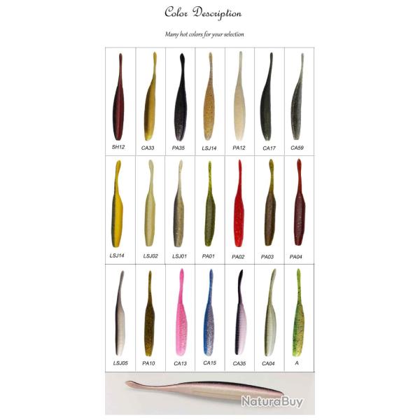 ESFISHING Pintail Leurre Souple Finess 125mm 7.8gr lpack de 3 pochettes de 5 pcs coloris au choix