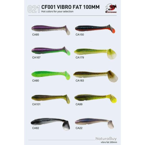 ESFISHING Leurre Souple 100mm 10gr pack de 3 pochettes de 6 leurres coloris au choix