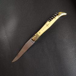Laguiole ancien, couteau canif ivoire, 1 lame 1 tire bouchon mouche et ressort forg&eacute;s